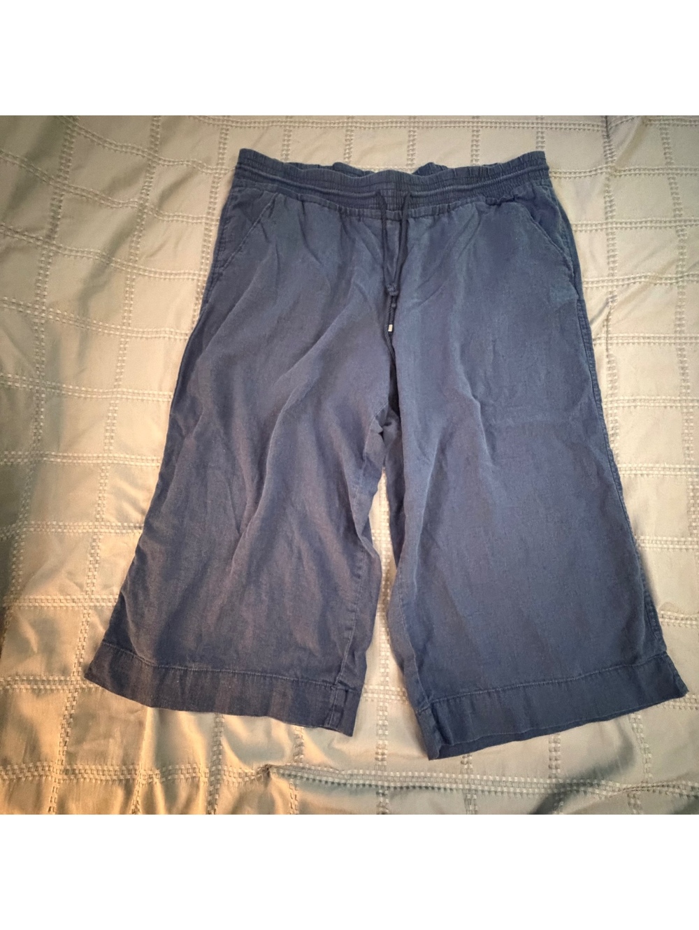 Time and Tru Women's Navy Blue Linen Rayon Pants /Culottes/Boho/Flowy/Cropped